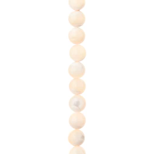 12 Pack: 7mm Light Pink Mother of Pearl Round Beads by Bead Landing™